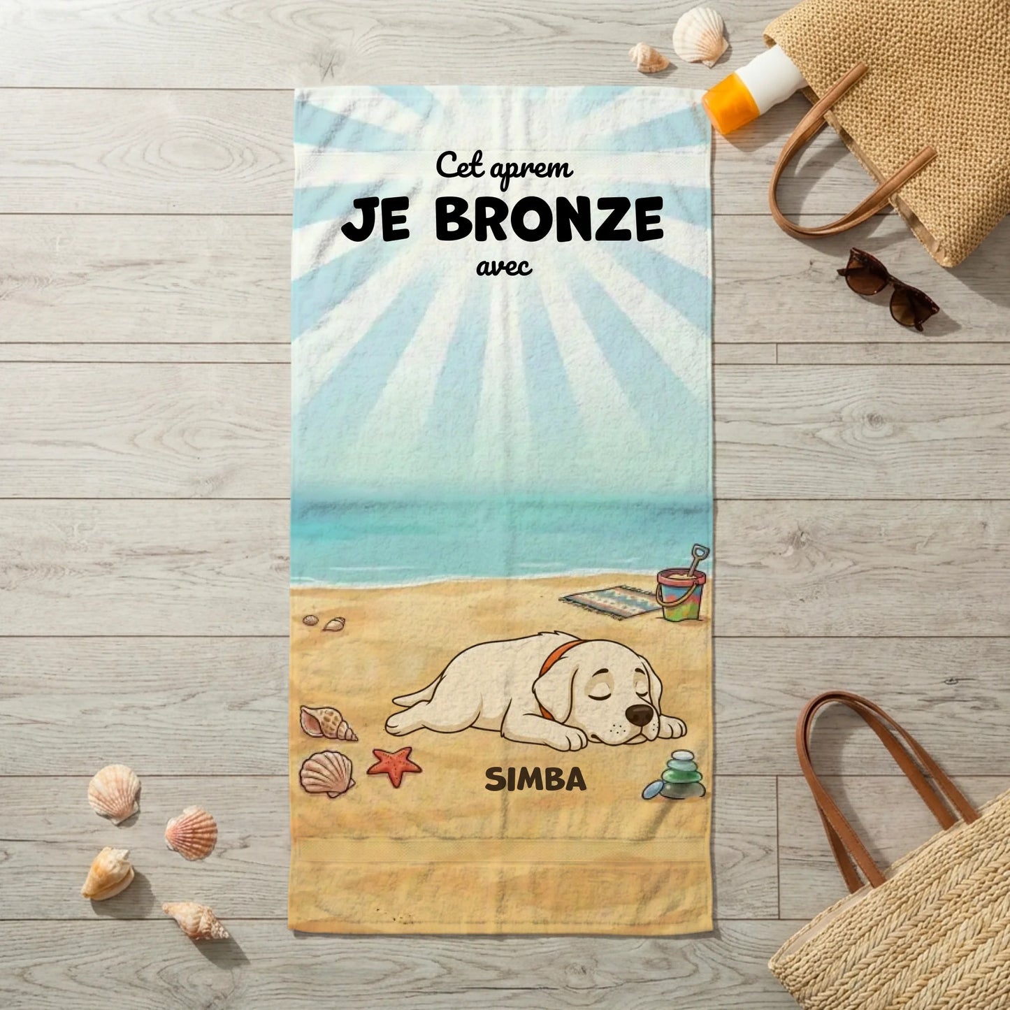 Serviette  de plage : Cet aprèm je bronze avec