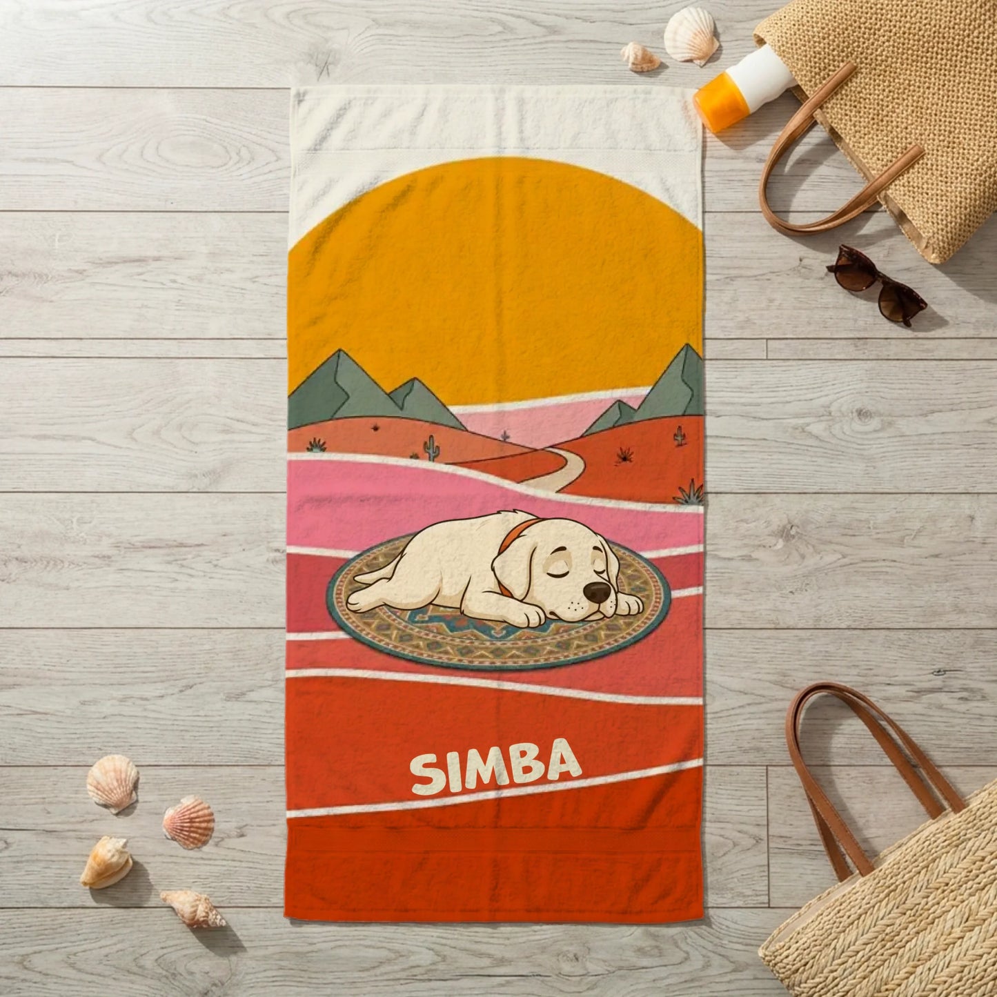 Serviette  de plage : "Coucher de soleil Bohème"