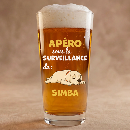 Verre à bière : Apéro sous la surveillance de